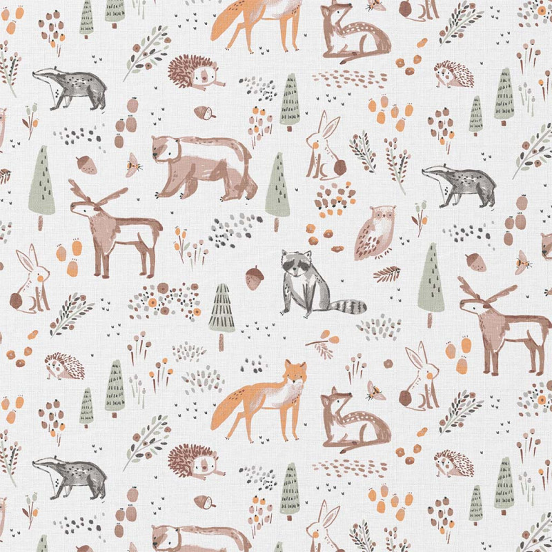 Printed Cotton OTTAWA2 White / Brown